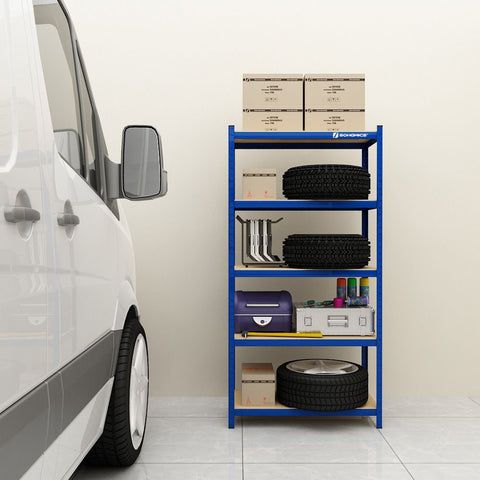 Rootz Storage Rack - Heavy Duty Rack - Standing Shelf - Metal Shelf - storage shelves - With 5 Adjustable Shelves - Free-Standing Shelving Unit - Blue - 150 x 75 x 30 cm
