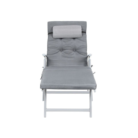 Rootz Sun Lounger - Sun Lounger With Cushion - Outdoor Sun Lounger - Patio Sun Lounger - Garden Sun Lounger - Sunbed - Beach Sun Lounger - Portable Sun Lounger - Grey - 183 x 60 x 39 cm (L x W x H)