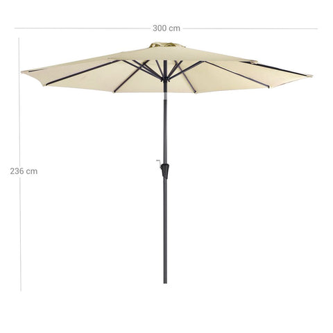 Rootz Parasol - Garden Umbrella - Patio Sunshade - Beach Umbrella - Poolside Parasol - Uv Protection Umbrella - Waterproof Umbrella - High-quality Umbrella - Beige - Ø 300 cm