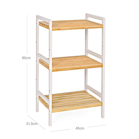Rootz Shelf - Shelving Unit - Shelving Unit - Bamboo Shelving Unit - Kitchen Shelf - Storage Shelf - Kitchen Rack - Kitchen Shelving Unit - Bamboo - White-Natural - 45 x 31.5 x 80 cm (W x D x H)