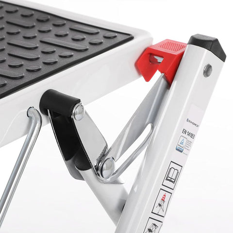 Rootz Ladder - Steel Ladder - Metal Ladder - Industrial Ladder - Steel Step Ladder - Steel Folding Ladder - Heavy-duty Steel Ladder - White-black - 50 x 3.5 x 55.5 cm (L x W x H)