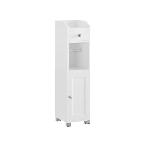 Rootz Cabinet - Cabinet With Toilet Paper Holder - Bathroom Storage Cabinet - Wooden Cabinet - Free Standing Cabinet - MDF - White - 20 x 18 x 76.7 cm (D x W x H)