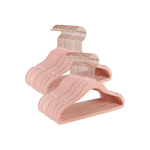 Rootz Hangers - Children's Clothes Hanger - Clothes Hangers - Coat Hangers - Plastic Hangers - Non-slip Hangers - Space-saving Hangers - ABS Plastic - Velvet - Metal Hook - Light Pink - 30 x 0.5 x 20.5 cm (L x W x H)
