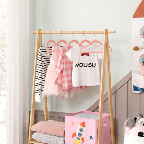 Rootz Hangers - Children's Clothes Hanger - Clothes Hangers - Coat Hangers - Plastic Hangers - Non-slip Hangers - Space-saving Hangers - ABS Plastic - Velvet - Metal Hook - Light Pink - 30 x 0.5 x 20.5 cm (L x W x H)