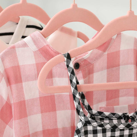 Rootz Hangers - Children's Clothes Hanger - Clothes Hangers - Coat Hangers - Plastic Hangers - Non-slip Hangers - Space-saving Hangers - ABS Plastic - Velvet - Metal Hook - Light Pink - 30 x 0.5 x 20.5 cm (L x W x H)