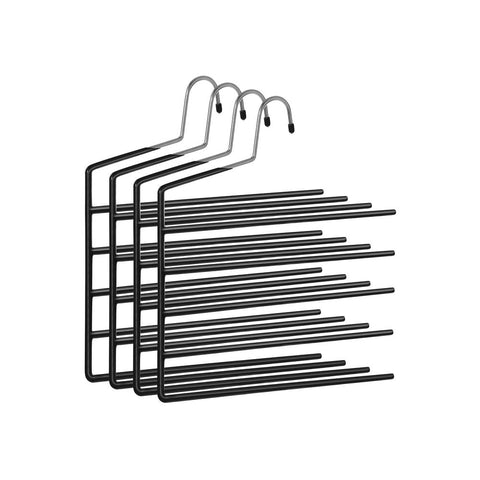 Rootz Hangers - Multiple Hangers - Set Of 4 Hangers - Clothes Hangers - Coat Hangers - Plastic Hangers - Non-slip Hangers - Space-saving Hangers - Metal With PVC Coating - Black - 32 x 0.5 x 35 cm (L x W x H)