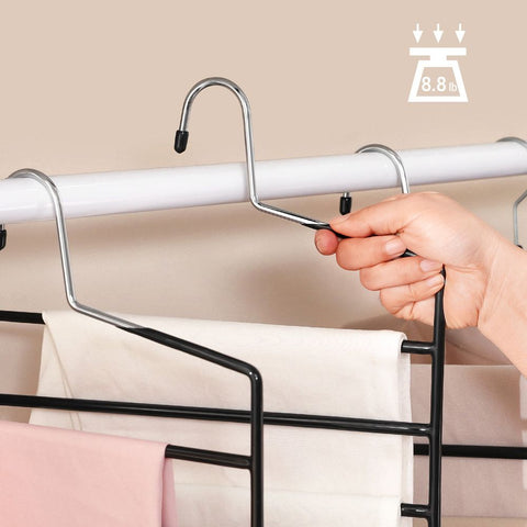 Rootz Hangers - Multiple Hangers - Set Of 4 Hangers - Clothes Hangers - Coat Hangers - Plastic Hangers - Non-slip Hangers - Space-saving Hangers - Metal With PVC Coating - Black - 32 x 0.5 x 35 cm (L x W x H)