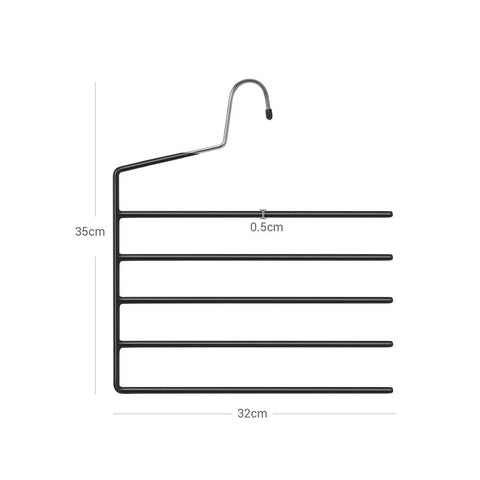 Rootz Hangers - Multiple Hangers - Set Of 4 Hangers - Clothes Hangers - Coat Hangers - Plastic Hangers - Non-slip Hangers - Space-saving Hangers - Metal With PVC Coating - Black - 32 x 0.5 x 35 cm (L x W x H)