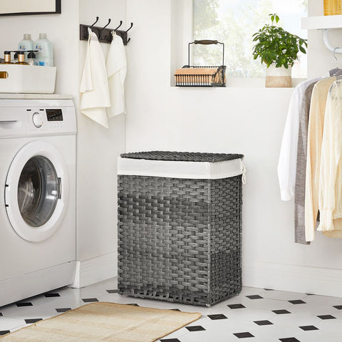 Rootz Laundry Basket - Clothes Basket - Laundry Storage Basket - Collapsible Laundry Basket - Portable Laundry Basket - Stylish Laundry Basket - Durable Laundry Basket - Grey - 46 x 33 x 60 cm