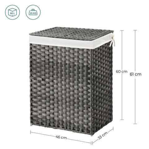 Rootz Laundry Basket - Clothes Basket - Laundry Storage Basket - Collapsible Laundry Basket - Portable Laundry Basket - Stylish Laundry Basket - Durable Laundry Basket - Grey - 46 x 33 x 60 cm