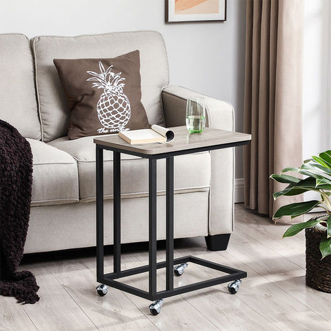 Rootz Coffee Table - Coffee Table With Castors - Modern Coffee Table - Industrial Coffee Table - Rustic Coffee Table - Chipboard - Steel - Greige-Black - 50 x 35 x 55 cm (L x W x H)