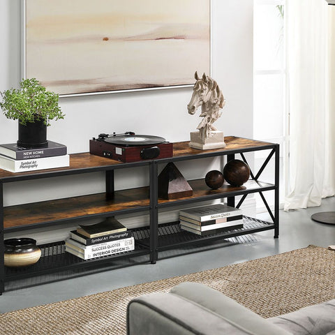 Rootz Tv Lowboard - Tv Lowboard For Televisions - Tv Stand - Tv Cabinet - Tv Storage Unit - Tv Furniture - Tv Bench - Tv Shelf - Brown-black - 140 x 39.2 x 50 cm (L x W x H)