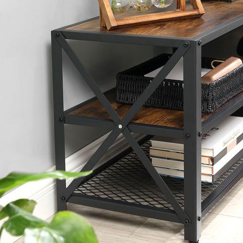 Rootz Tv Lowboard - Tv Lowboard For Televisions - Tv Stand - Tv Cabinet - Tv Storage Unit - Tv Furniture - Tv Bench - Tv Shelf - Brown-black - 140 x 39.2 x 50 cm (L x W x H)