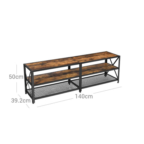 Rootz Tv Lowboard - Tv Lowboard For Televisions - Tv Stand - Tv Cabinet - Tv Storage Unit - Tv Furniture - Tv Bench - Tv Shelf - Brown-black - 140 x 39.2 x 50 cm (L x W x H)