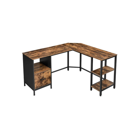 Rootz Computer Desk - L-shaped Computer Desk - Office Desk - Writing Desk - Home Office Furniture - Workstation - Study Desk - Executive Desk - Adjustable Desk - L-shaped Desk - Brown-black - 137 x 150 x 75 cm (L x W x H)
