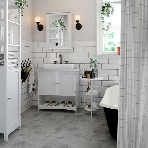 Rootz Washbasin Cabinet - 2 Doors Washbasin Cabinet - Vanity Unit - Bathroom Cabinet - Vanity Cabinet - MDF Board - White - 60 x 60 x 30 cm (W x H x D)