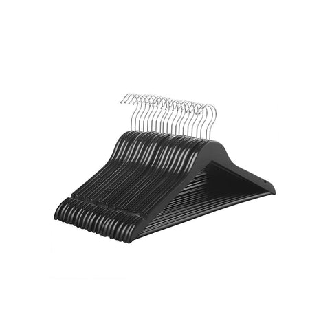Rootz Hanger - Wooden Hanger - Clothes Hanger - Set Of 50 Hangers - Hangers With Trouser Bar - Coat Hanger - Garment Hanger - Clothing Hanger - Solid Wood - Black - 44.5 x 23 x 1.2 cm