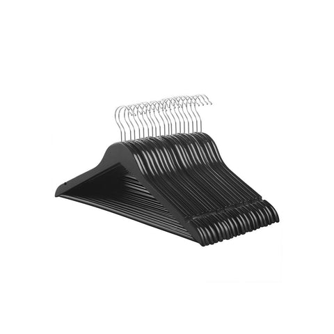 Rootz Hanger - Wooden Hanger - Clothes Hanger - Set Of 50 Hangers - Hangers With Trouser Bar - Coat Hanger - Garment Hanger - Clothing Hanger - Solid Wood - Black - 44.5 x 23 x 1.2 cm