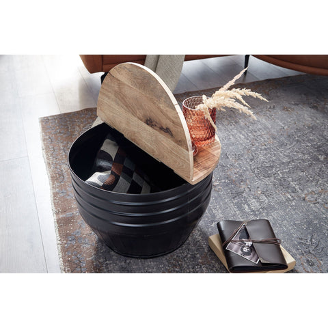 Rootz Coffee table - Storage space - Coffee table - Side table - Round - Black - Brown - Mango wood - Metal - 60 x 60 x 41 cm