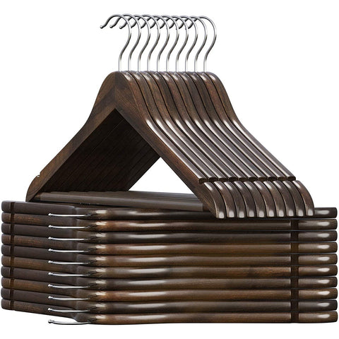 Rootz Wooden Clothes Hanger Set 20 Pieces - Swivel Hook - Clothes Hangers - Walnut