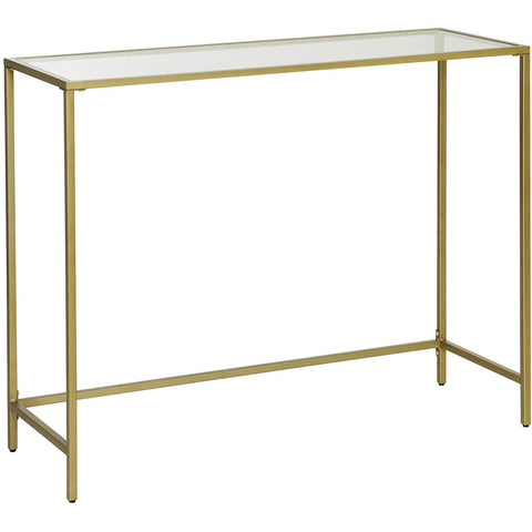 Rootz Coffee Table - Rectangular Glass Table - Golden Iron Frame - Side Table - Adjustable Legs - 100 x 35 x 80 cm (LxWxH)