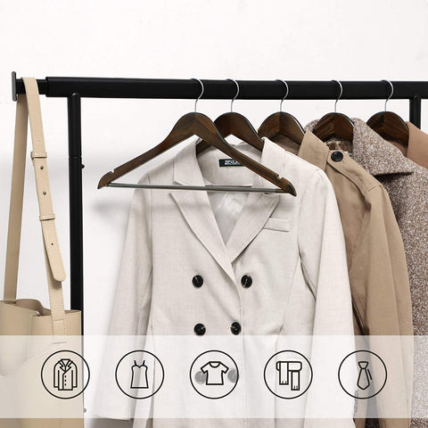 Rootz Wooden Clothes Hanger Set 20 Pieces - Swivel Hook - Clothes Hangers - Walnut