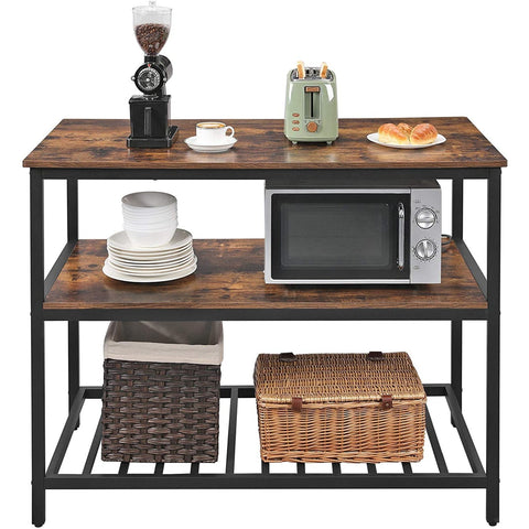 Rootz Kitchen Cabinet - Kitchen Rack - Kitchen Cabinets - Standing Rack with Shelves - Industrial - Brown / Black - 120 x 60 x 90 cm