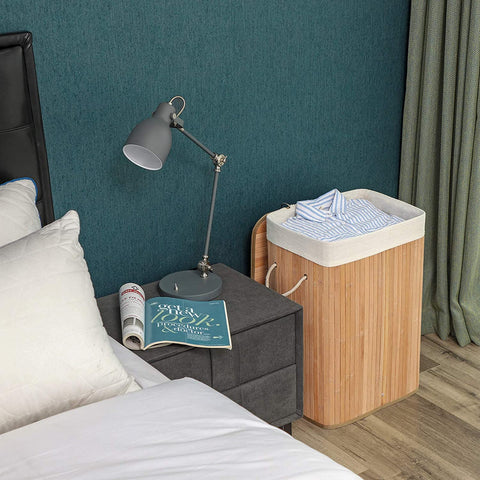 Rootz Bamboo Laundry Basket - Foldable Storage Basket - 72 Liter - 40 x 30 x 60 cm