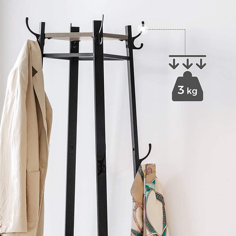 Rootz Coat rack Standing - Coat racks - Industrial - Metal - Wood - Brown / Black - 45 x 45 x 181 cm