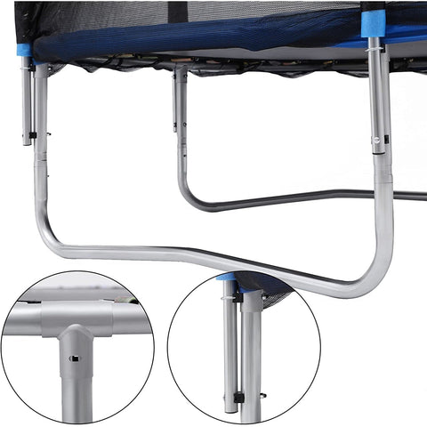 Rootz Trampoline - Garden Trampoline - Round - Ladder - Padded Rods - Safety Net - Black - Blue - 427 cm