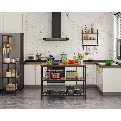 Rootz Kitchen Cabinet - Kitchen Rack - Kitchen Cabinets - Standing Rack with Shelves - Industrial - Brown / Black - 120 x 60 x 90 cm