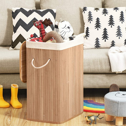 Rootz Bamboo Laundry Basket - Foldable Storage Basket - 72 Liter - 40 x 30 x 60 cm