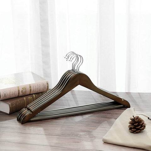 Rootz Wooden Clothes Hanger Set 20 Pieces - Swivel Hook - Clothes Hangers - Walnut