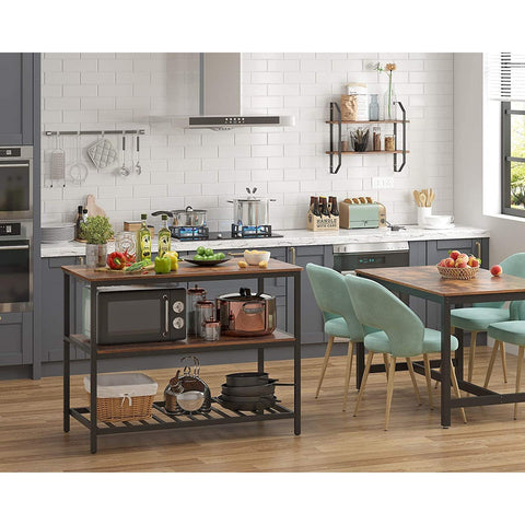 Rootz Kitchen Cabinet - Kitchen Rack - Kitchen Cabinets - Standing Rack with Shelves - Industrial - Brown / Black - 120 x 60 x 90 cm