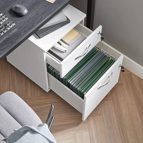 Rootz Drawer Block - Steel Locker On Wheels - Office Cabinet - Roll Container - White