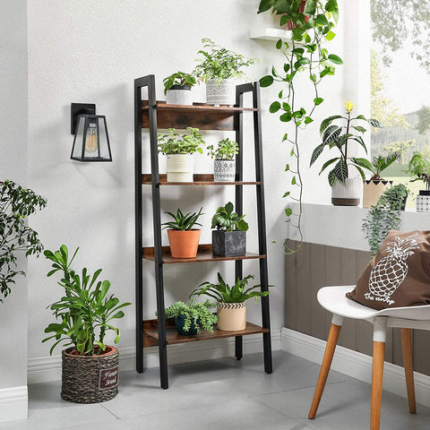 Rootz Ladderkast - Standing Bookcase 4 Layers - Industrial - Brown - 56 x 34 x 137.5 cm (LxWxH)