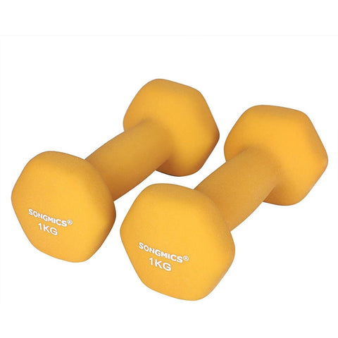 Rootz Dumbbells Set - 1 kg per Dumbell - Yellow Dumbells - Weights and Dumbbells - 2 Pieces
