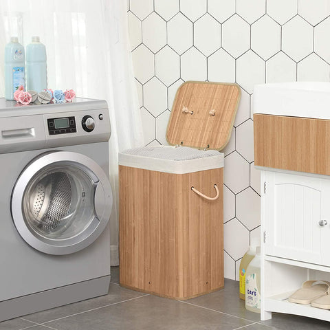 Rootz Bamboo Laundry Basket - Foldable Storage Basket - 72 Liter - 40 x 30 x 60 cm