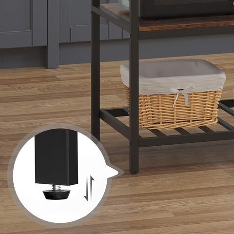 Rootz Kitchen Cabinet - Kitchen Rack - Kitchen Cabinets - Standing Rack with Shelves - Industrial - Brown / Black - 120 x 60 x 90 cm