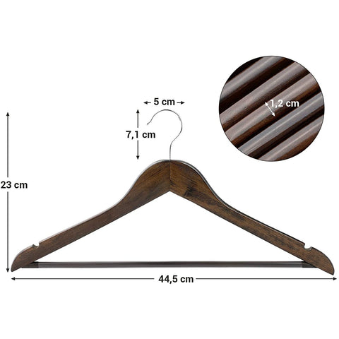 Rootz Wooden Clothes Hanger Set 20 Pieces - Swivel Hook - Clothes Hangers - Walnut