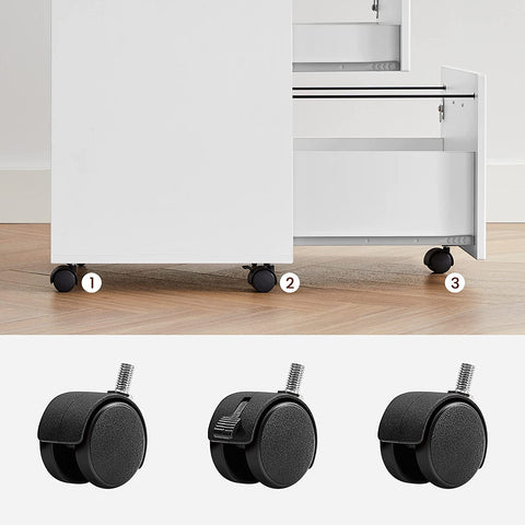 Rootz Drawer Block - Steel Locker On Wheels - Office Cabinet - Roll Container - White