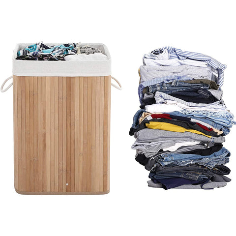 Rootz Bamboo Laundry Basket - Foldable Storage Basket - 72 Liter - 40 x 30 x 60 cm