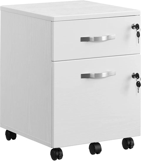 Rootz Drawer Block - Steel Locker On Wheels - Office Cabinet - Roll Container - White