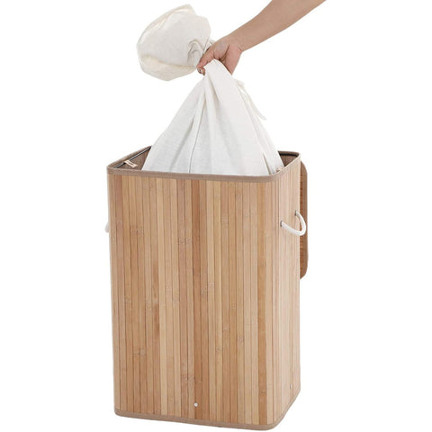 Rootz Bamboo Laundry Basket - Foldable Storage Basket - 72 Liter - 40 x 30 x 60 cm