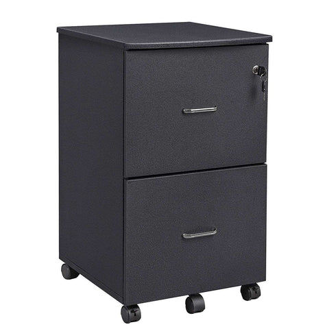 Rootz Drawer Unit Black - Steel Locker On Wheels - Office Cabinet - Roll Container - 71 x 51 x 16 cm