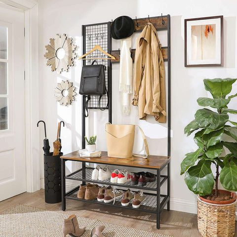 Rootz Wardrobe rack with coat rack - Shoe rack - Industrial - 97.7 x 40 x 185 cm