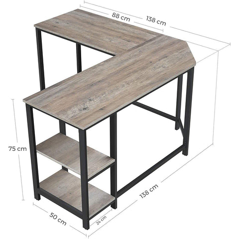 Rootz Desk - Work table - Office table - Desks - Grey/Black - 138 x 138 x 75 cm