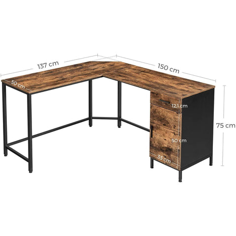 Rootz Desk - Corner desk - Work table - Office table - Desks - 137 x 150 x 75 cm (LxWxH)