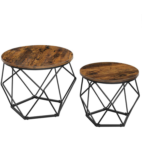 Rootz Side tables - Set of 2 - Industrial - Table - Bedside tables - Gray / Black - 40 x 40 x 55 cm