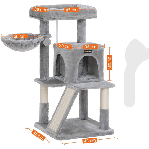 Rootz Cat Tree - Cat House - Scratching Post - Scratching Posts for Cats - 48 x 48 x 96 cm (LxWxH)